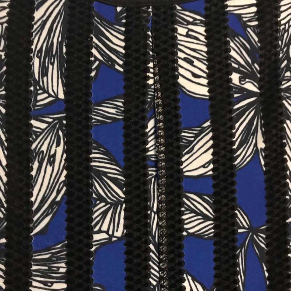 Royal blue, black, white pattern dress